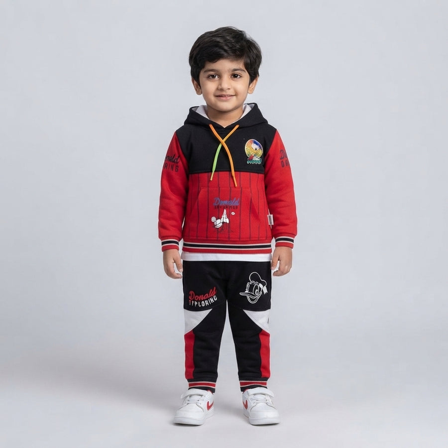 Donald Duck Red &amp; Black Kids Hoodie Outfit Set