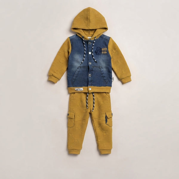 Kids Yellow & Denim Cargo Tracksuit for Boys