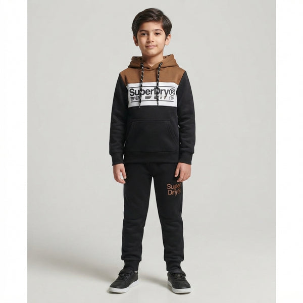 Boys Black &amp; Brown Super Dry Winter Tracksuit