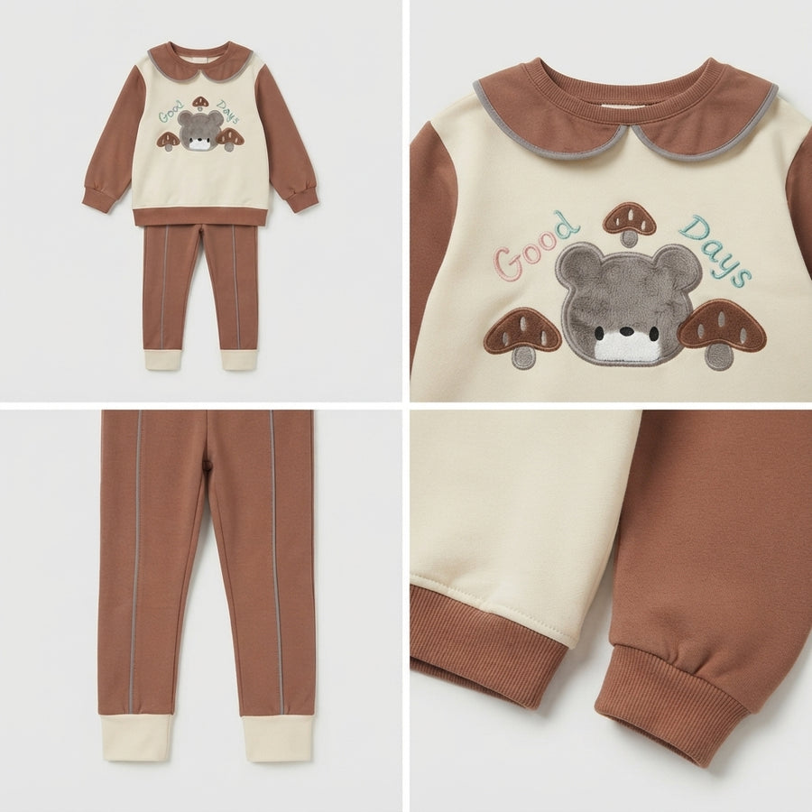Toddler Bear Mushroom Appliqué Tracksuit — Photo 2