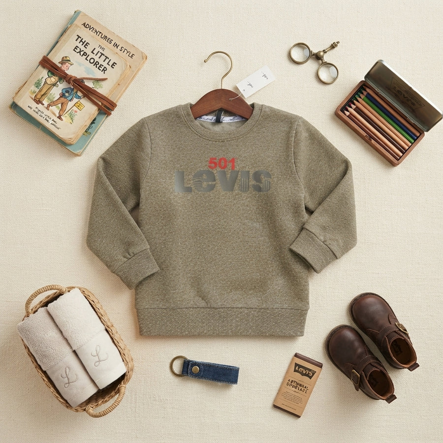 Kids' Olive Green Marled Graphic Sweatshirt