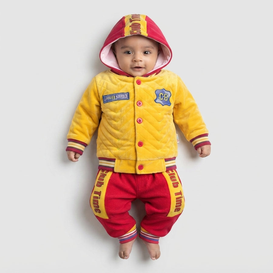 Baby Boy Hooded Jacket and Pants Outfit Set (0-3 Months)