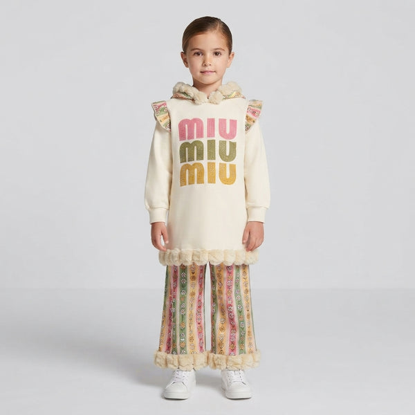 Girls Winter Floral Stripe Set — Photo 2