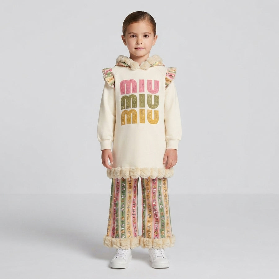 Girls Winter Floral Stripe Set — Photo 2