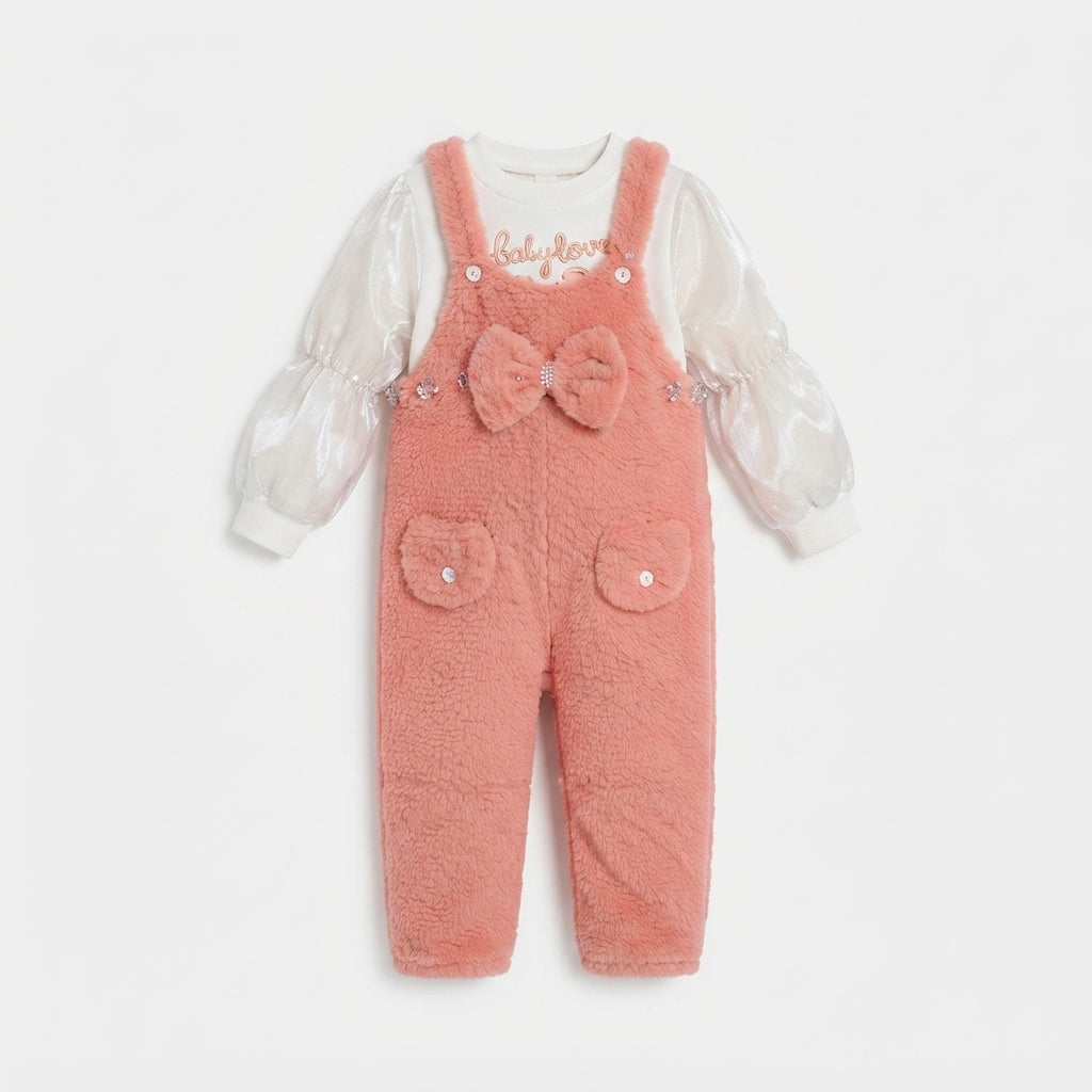 Girls Winter Faux Fur Jumpsuit — Photo 2