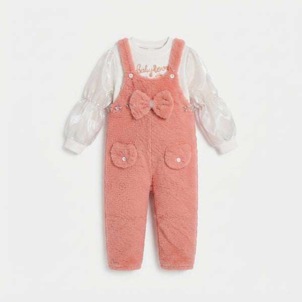 Girls Winter Faux Fur Jumpsuit — Photo 2