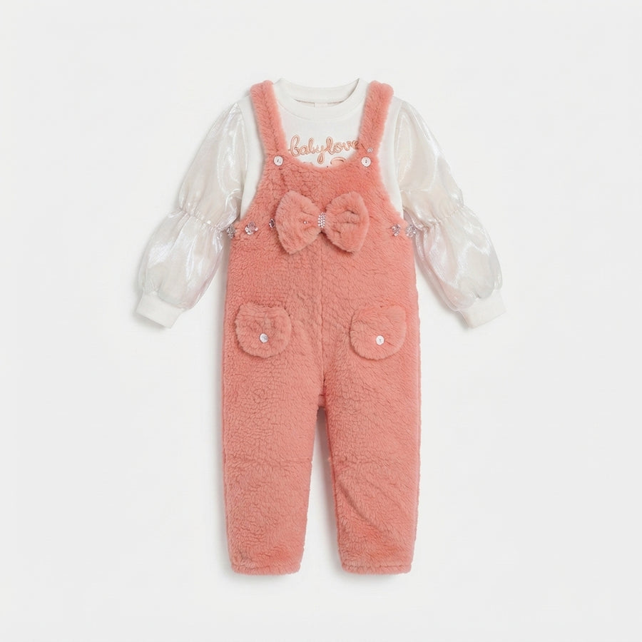 Girls Winter Faux Fur Jumpsuit — Photo 2