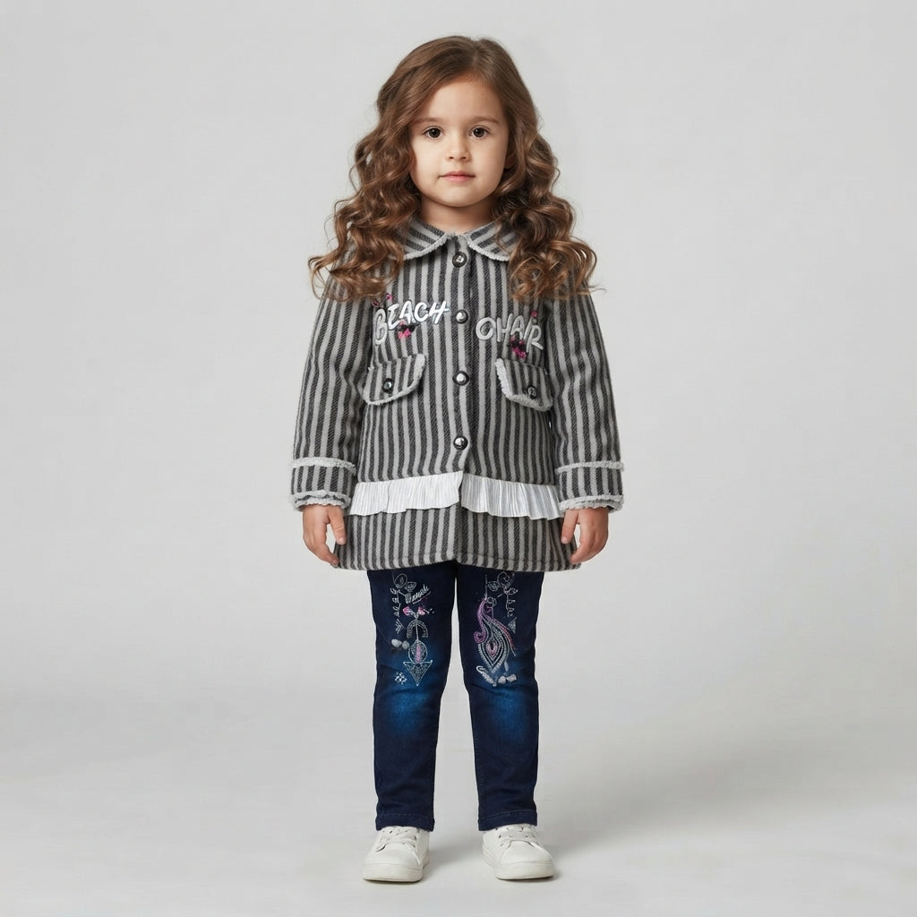 Stylish Modern 2 Piece Winter Suit for Girls | Kids Velvet Winter Outfit