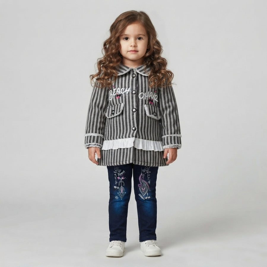 Stylish Modern 2 Piece Winter Suit for Girls | Kids Velvet Winter Outfit