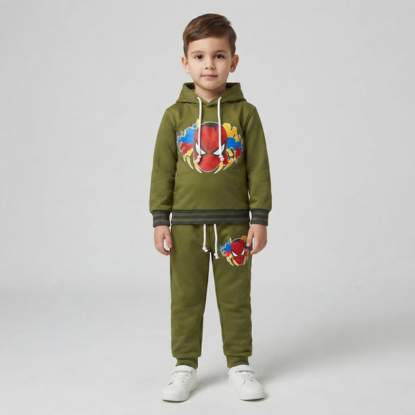 Boys Green Velvet Hoodie & Trouser Suit — Photo 2