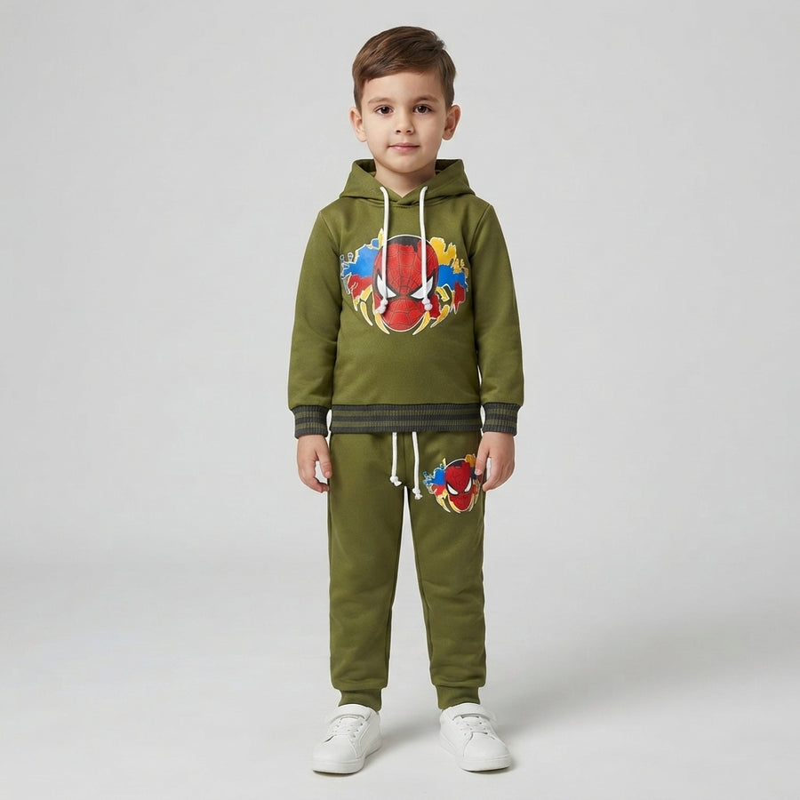 Boys Green Velvet Hoodie & Trouser Suit — Photo 2