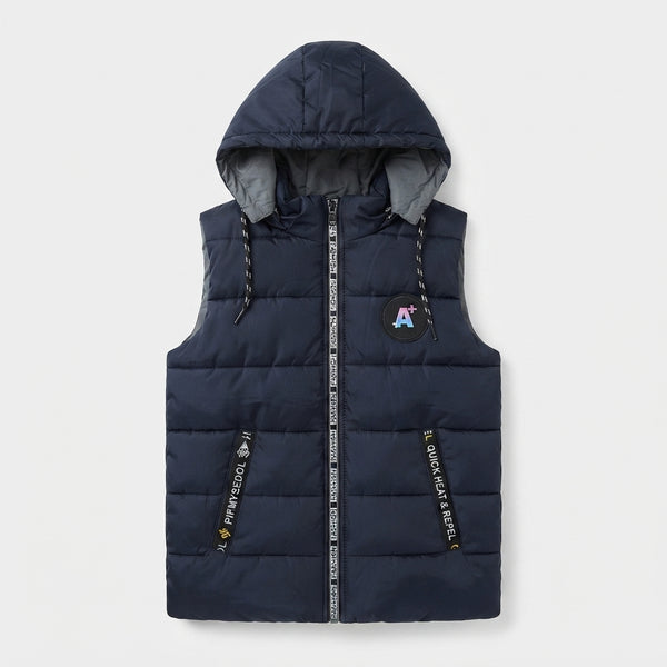 Boys Navy Blue Hooded Puffer Vest