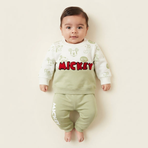 Disney Mickey Mouse Baby Boys Long-Sleeve Sweatshirt & Trousers 2-Piece Outfit Set