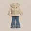 Toddler Girls' Chic Textured Jacket with Faux-Leather Collar & Embroidered Flare Jeans Set