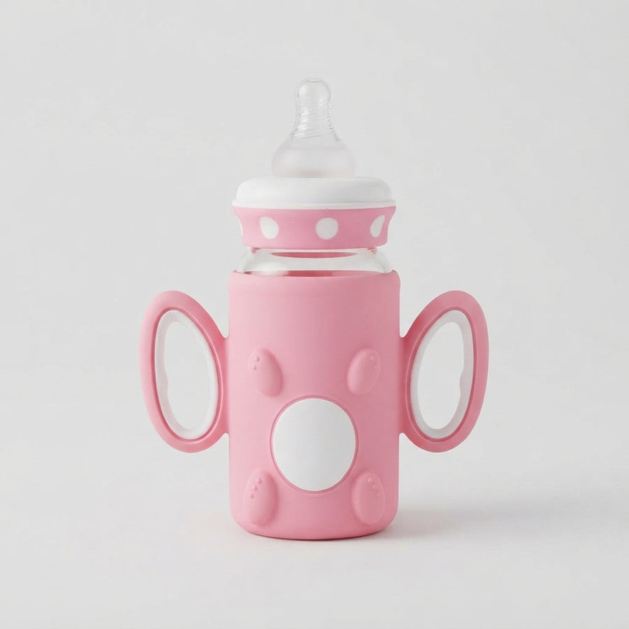 Pink Silicone Glass Baby Feeder