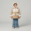 Cozy Faux-Fur Trimmed Hooded Coat & Embroidered Flare Jeans Set