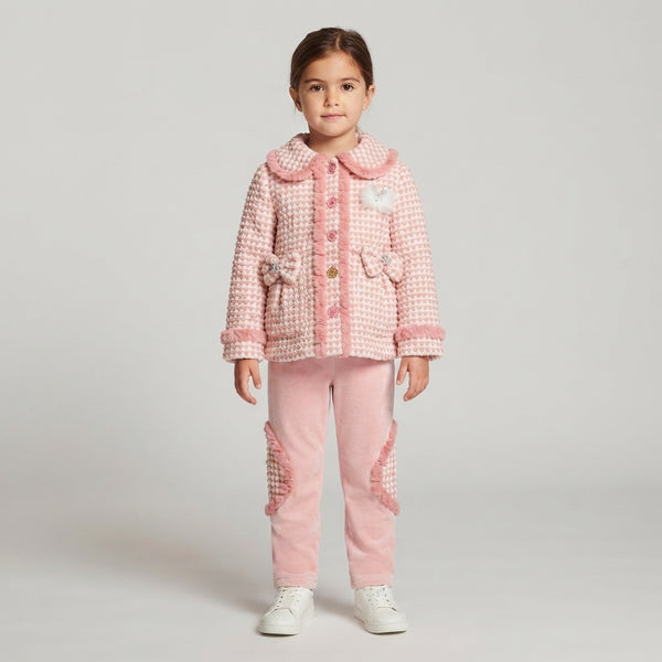 Girls Pink Checkered 2-Piece Winter Suit