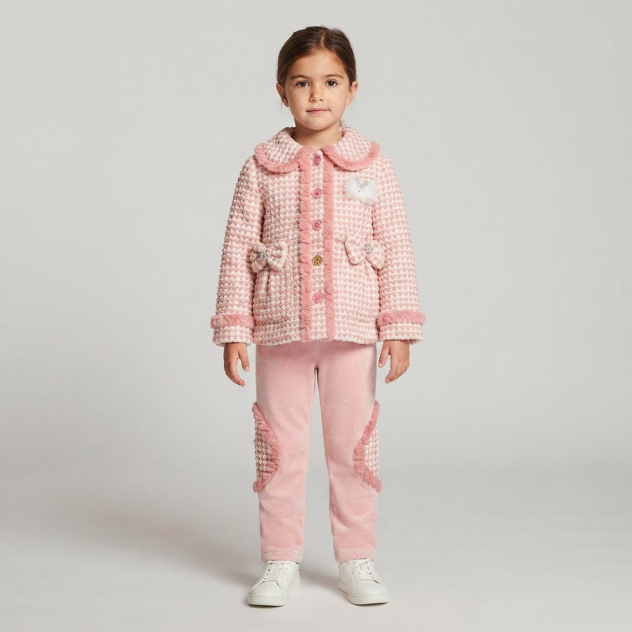 Girls Pink Checkered 2-Piece Winter Suit