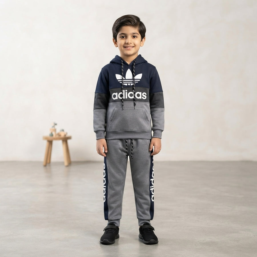 Kids Style Colorblock Tracksuit & Hoodie Set