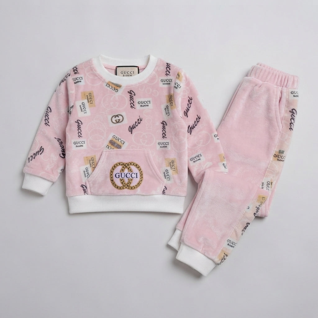 Girls Premium Pink Velvet 2 Piece Suit — Photo 2