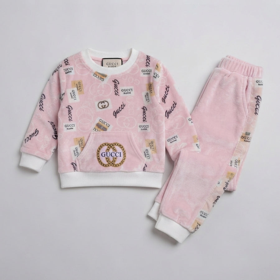 Girls Premium Pink Velvet 2 Piece Suit — Photo 2