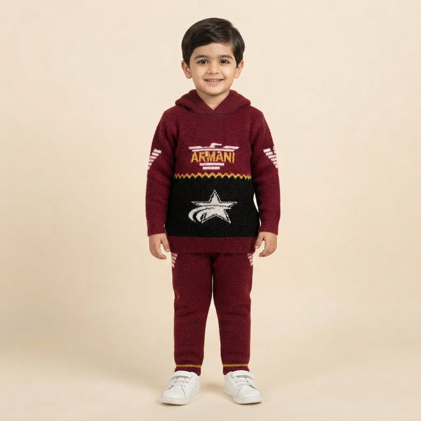 Boys Wool 2 Piece Hoodie Suit | Warm Winter Outfit for Kids