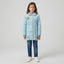 Pastel Blue Quilted Long Coat & Embroidered Heart Denim Jeans Set