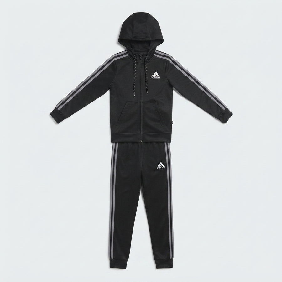 Black Zip-Up Kids Tracksuit – Fleece Hoodie & Joggers Set for Boys & Girls — Photo 2