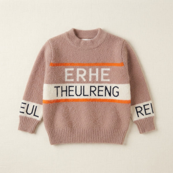 Kids Dusty Rose & Orange Knit Sweater — Photo 2