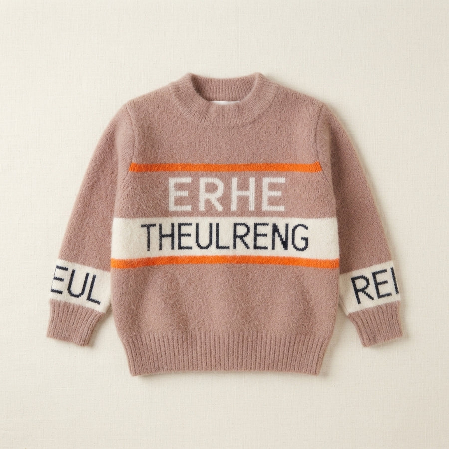 Kids Dusty Rose & Orange Knit Sweater — Photo 2