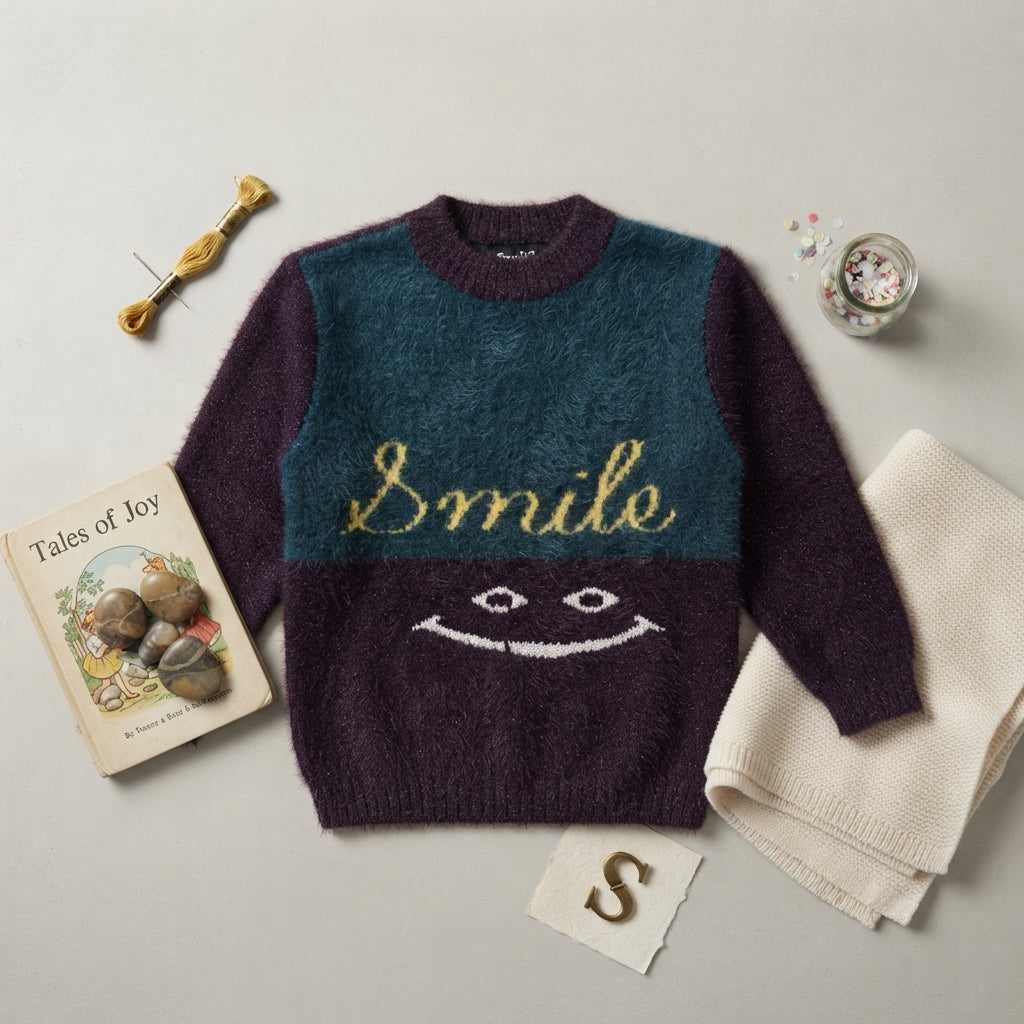 Boys Purple & Teal Fuzzy Sweater — Photo 2