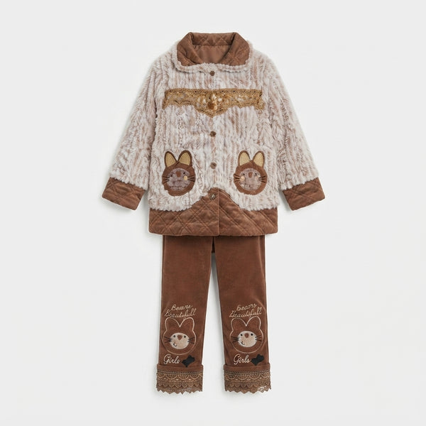 Girls Brown Faux-Fur Winter Suit — Photo 2
