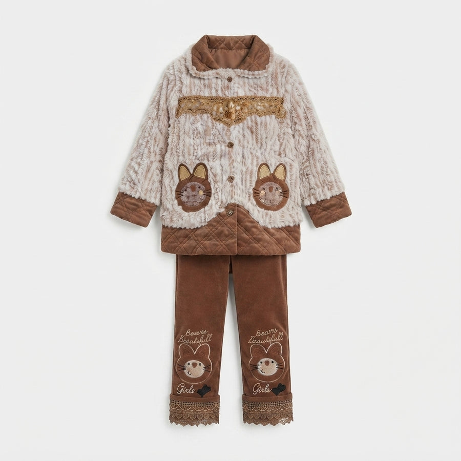 Girls Brown Faux-Fur Winter Suit — Photo 2