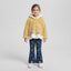 Girls Yellow Faux Fur Hooded Jacket and Floral Flare Denim Set