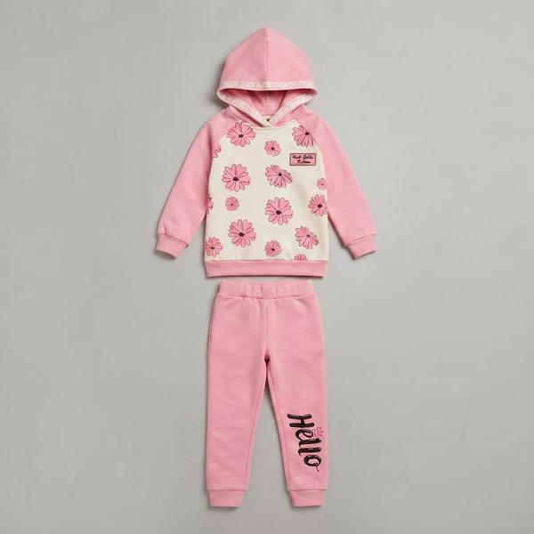 Girls Pink Floral Hoodie Outfit — Photo 2