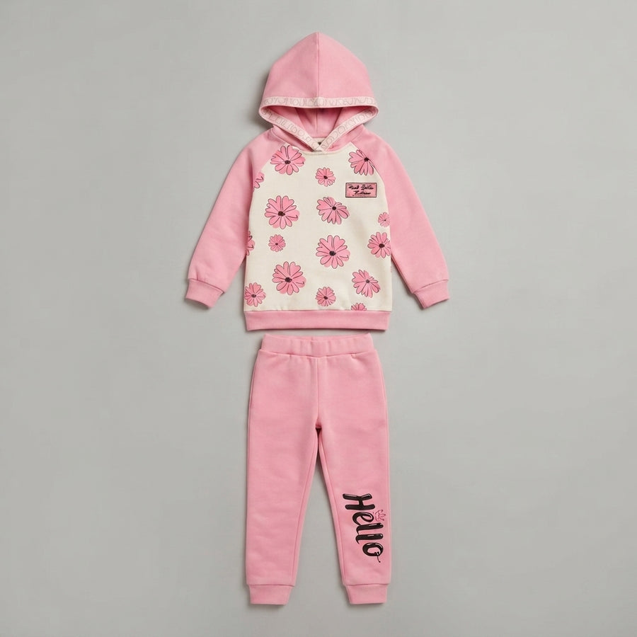 Girls Pink Floral Hoodie Outfit — Photo 2