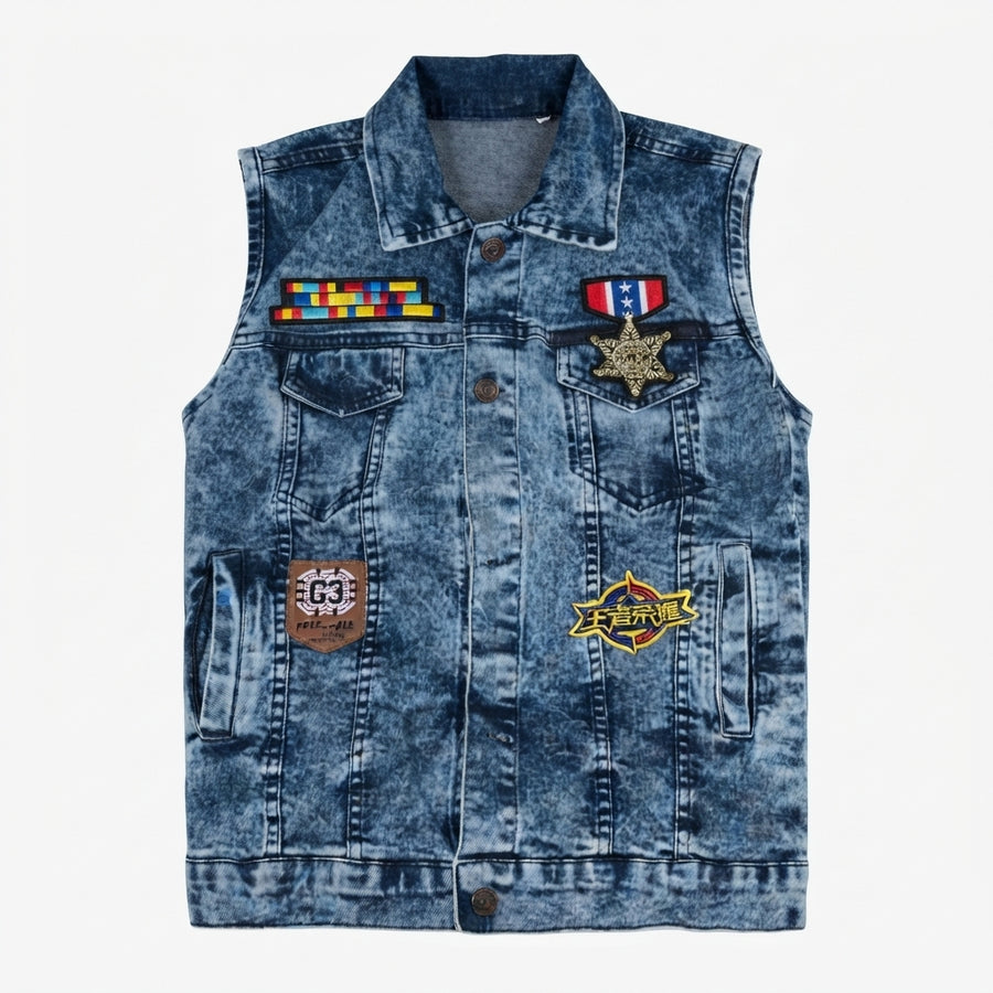 Boys Denim Patchwork Vest Sleeveless Jacket — Photo 2