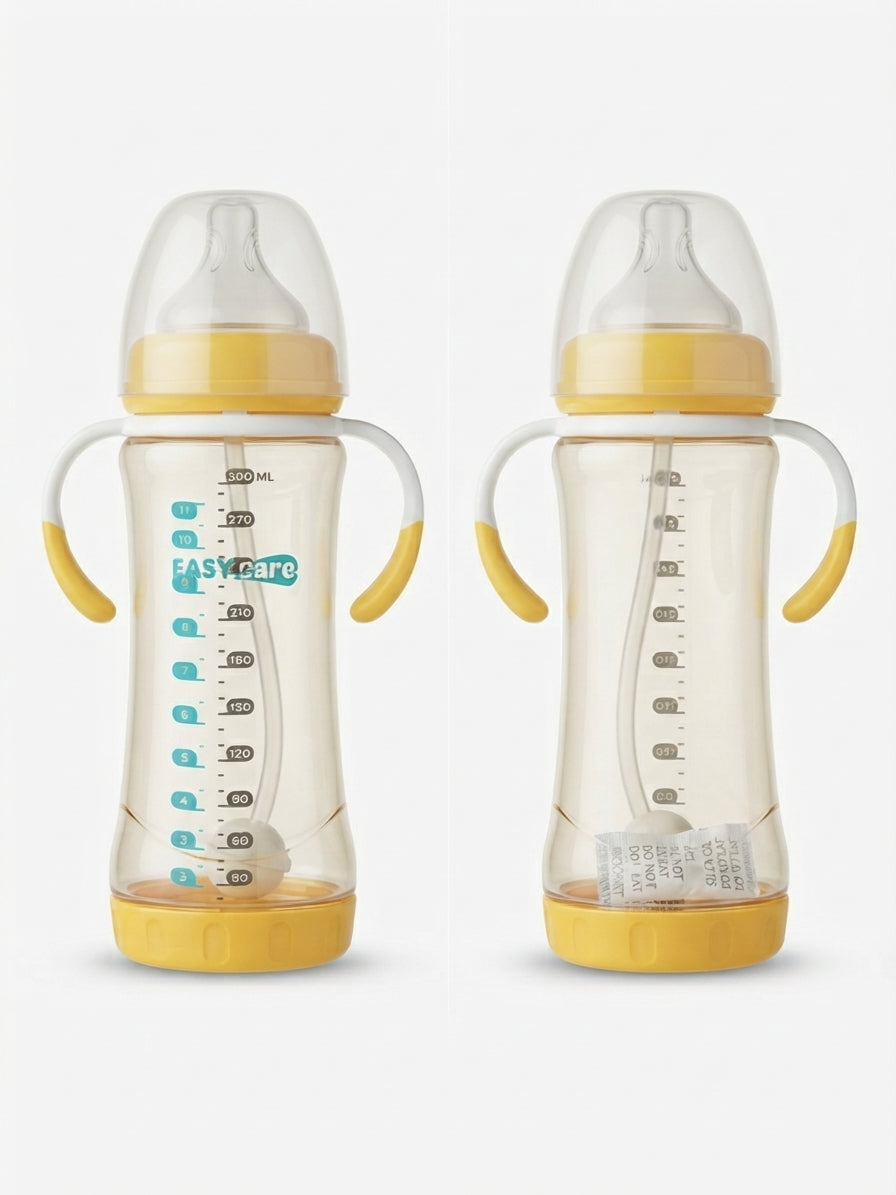 Yellow Baby Feeding glass Bottle 330ml