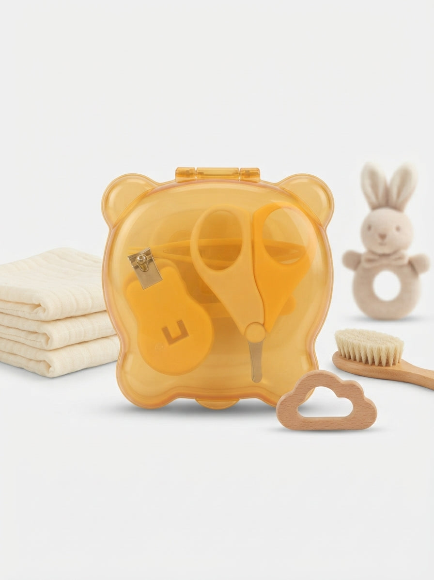 Yellow Baby Nail Care Kit In Bear Shape