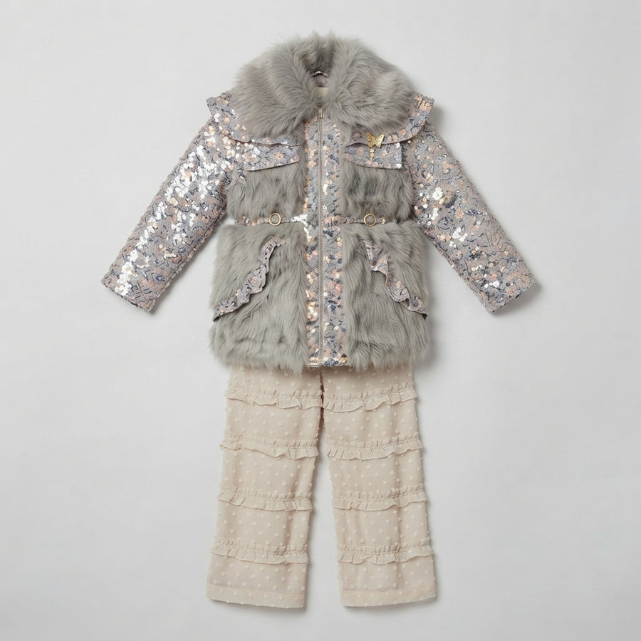 Girls Sequin Faux-Fur Winter Party Suit — Photo 2