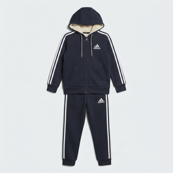 Boys Navy Blue Sherpa-Lined Athletic Tracksuit — Photo 2