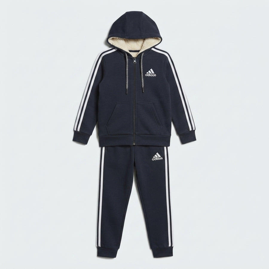 Boys Navy Blue Sherpa-Lined Athletic Tracksuit — Photo 2