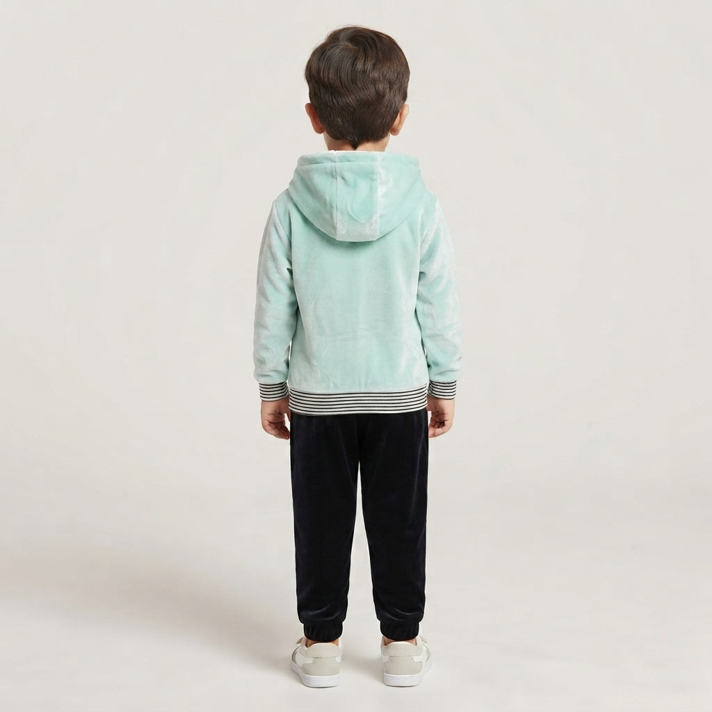 Velvet Two-Piece Hoodie Style Suit for Boys — Photo 3