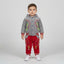 Boys Grey & Red Textured Hoodie with Tracksuit Bottoms | Kids Winter Outfit