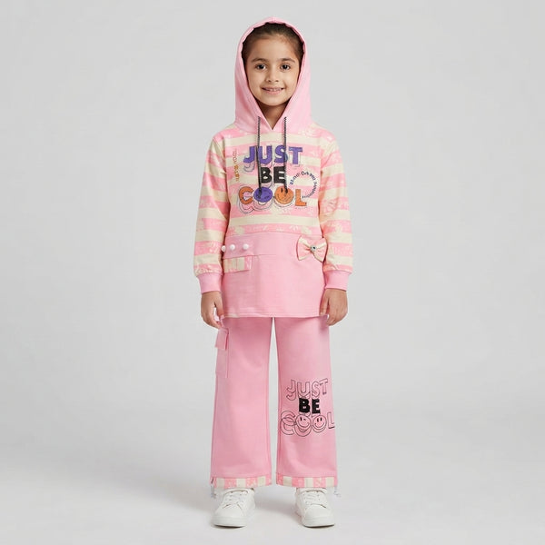Girls Pink "Just Be Cool" Hoodie Pants Set