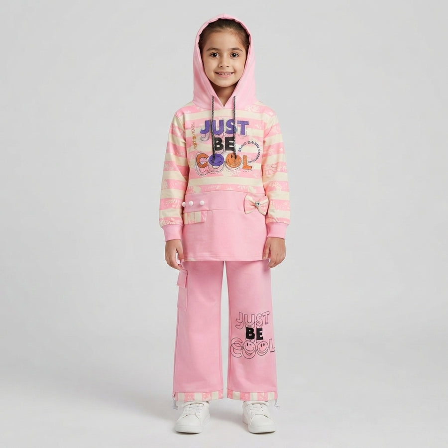 Girls Pink "Just Be Cool" Hoodie Pants Set
