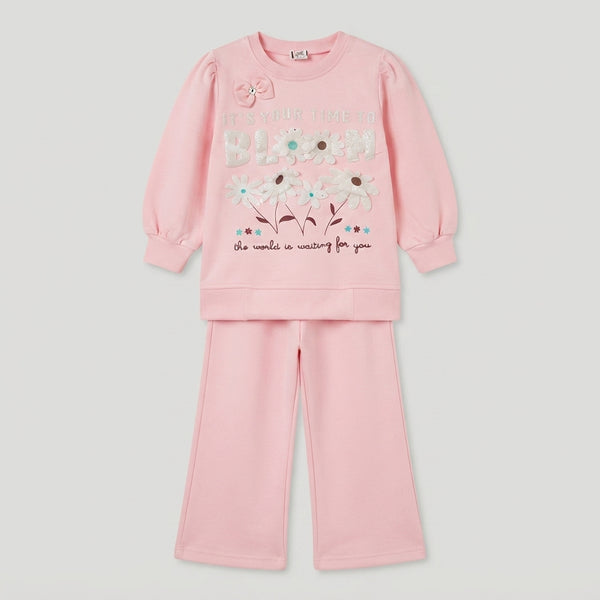 Girls Pink Bloom Sweatshirt Set — Photo 2
