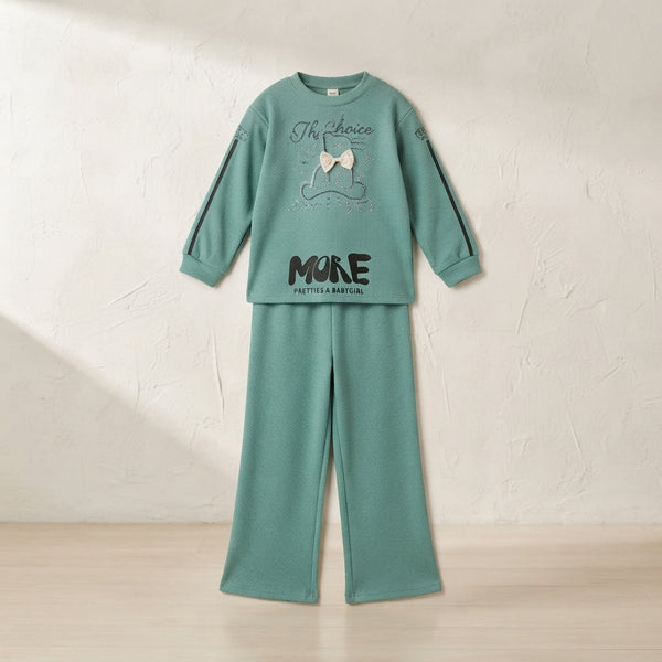 Mint Green Textured Co-Ord Set with Graphic Details — Photo 2