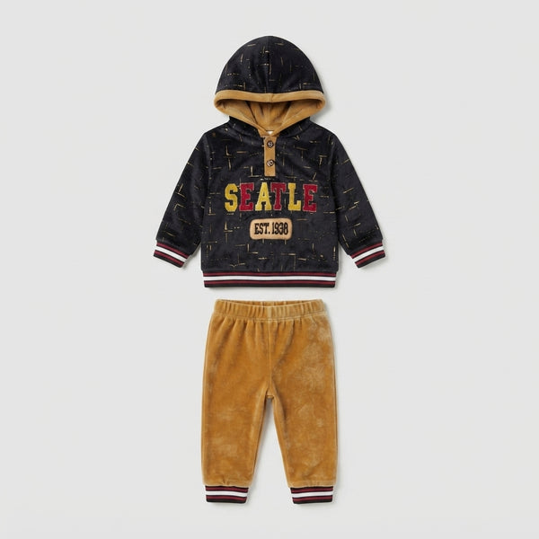 Boys Black & Gold Seattle Hoodie Set — Photo 2