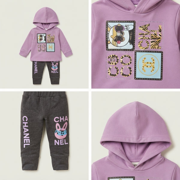 Girls Purple Hoodie & Jogger Set — Photo 2